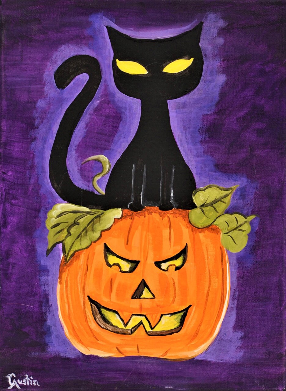 Halloween Paint Kit - Cat N Jack Acrylic Painting Kit & Video Lesson, Halloween DIY, Beginner Painting, Paint At Home